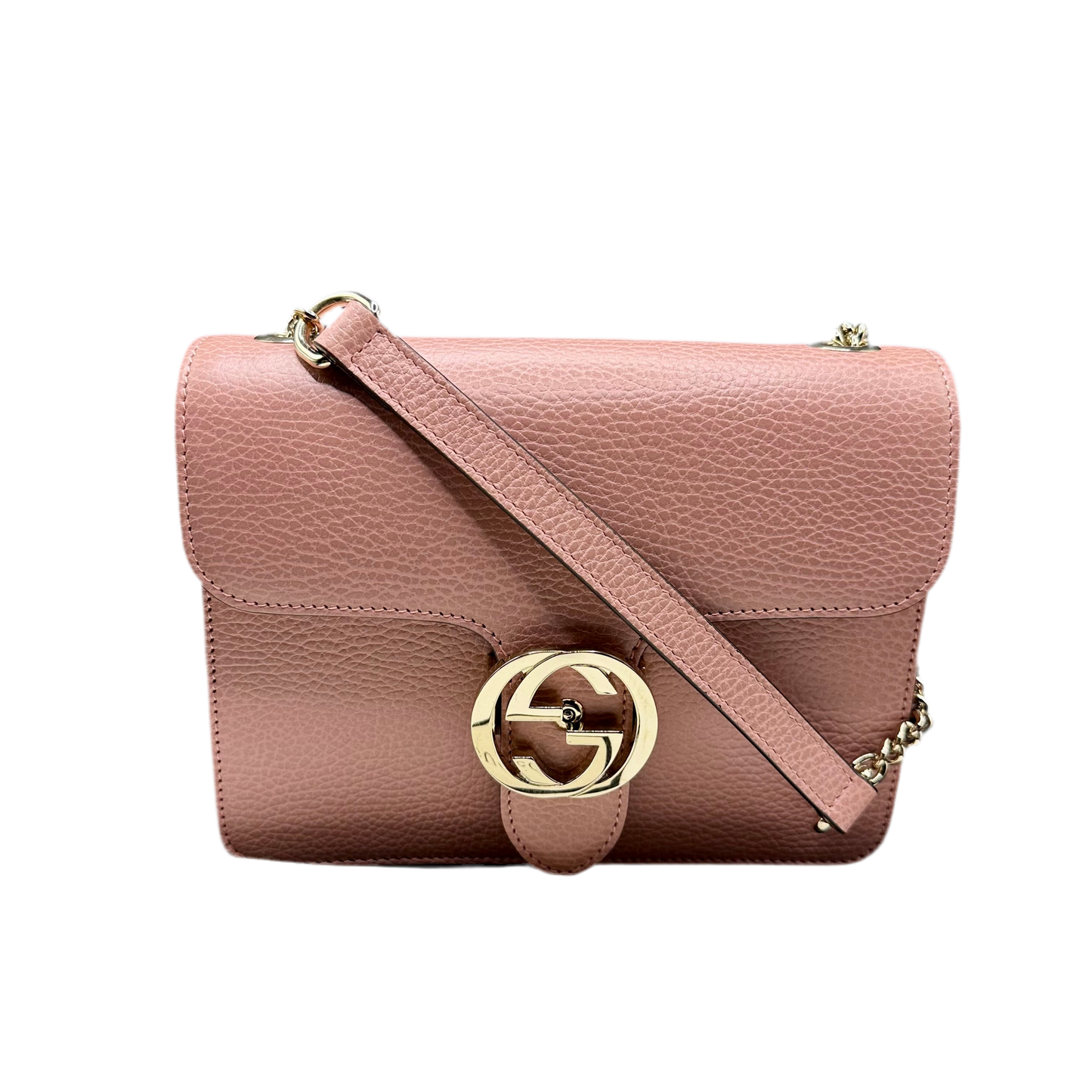 Gucci Interlocking G Chain Shoulder Bag Calfskin Leather – Pink
