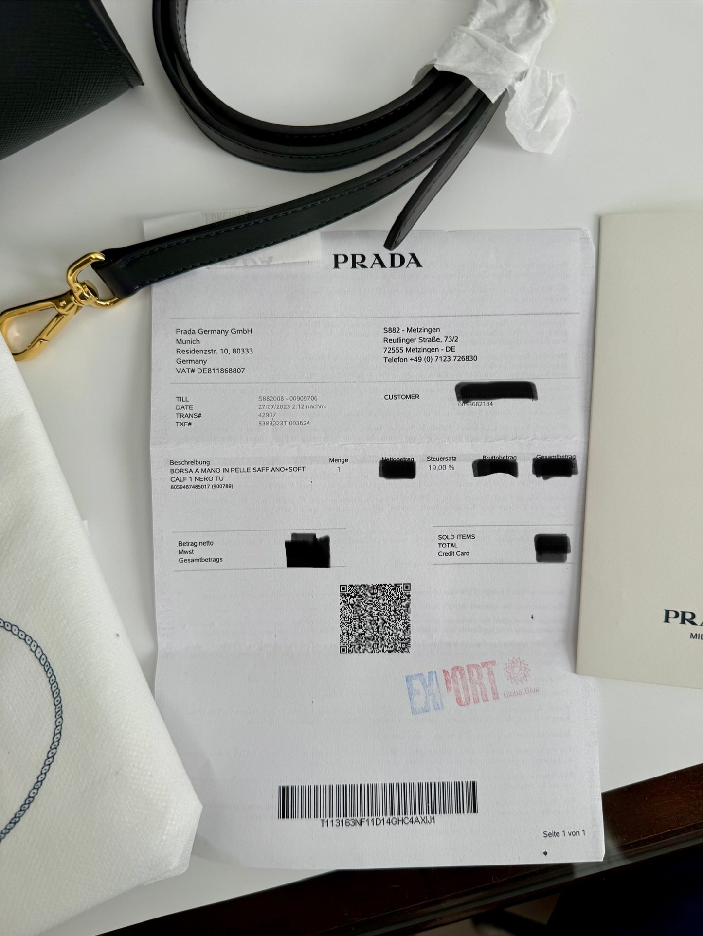 Prada Borsa A Mano In Pelle Saffiano Soft Calf Leather