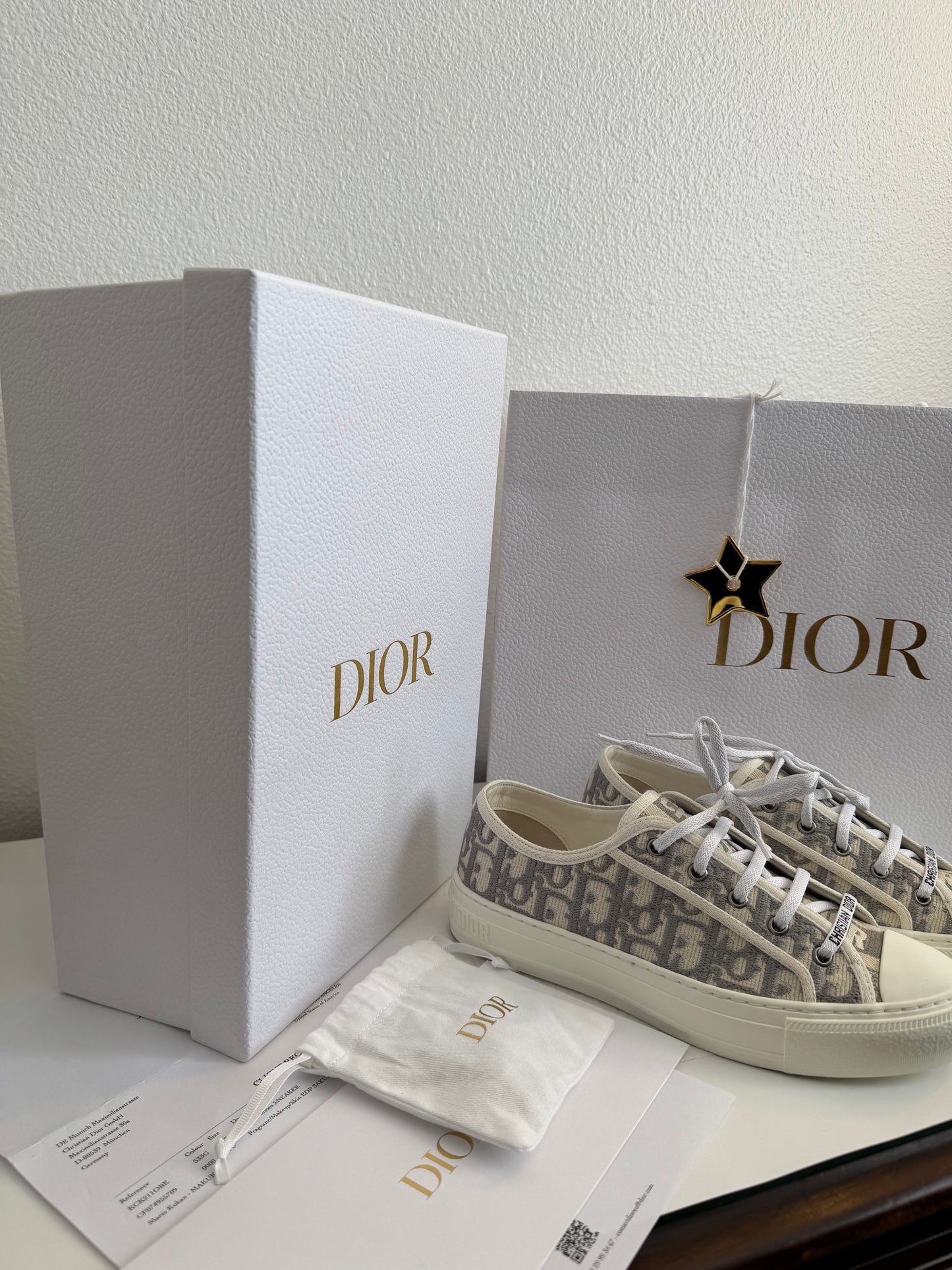 Walk'n'Dior Sneaker - Stone Gray Dior Oblique Embroidered Cotton