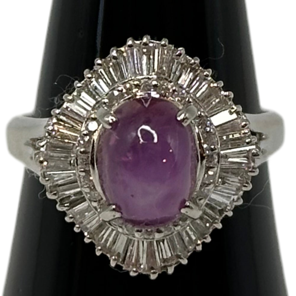 Star Sapphire 4.36 carats, Natural Diamond 0.81 carats, Platinum 900