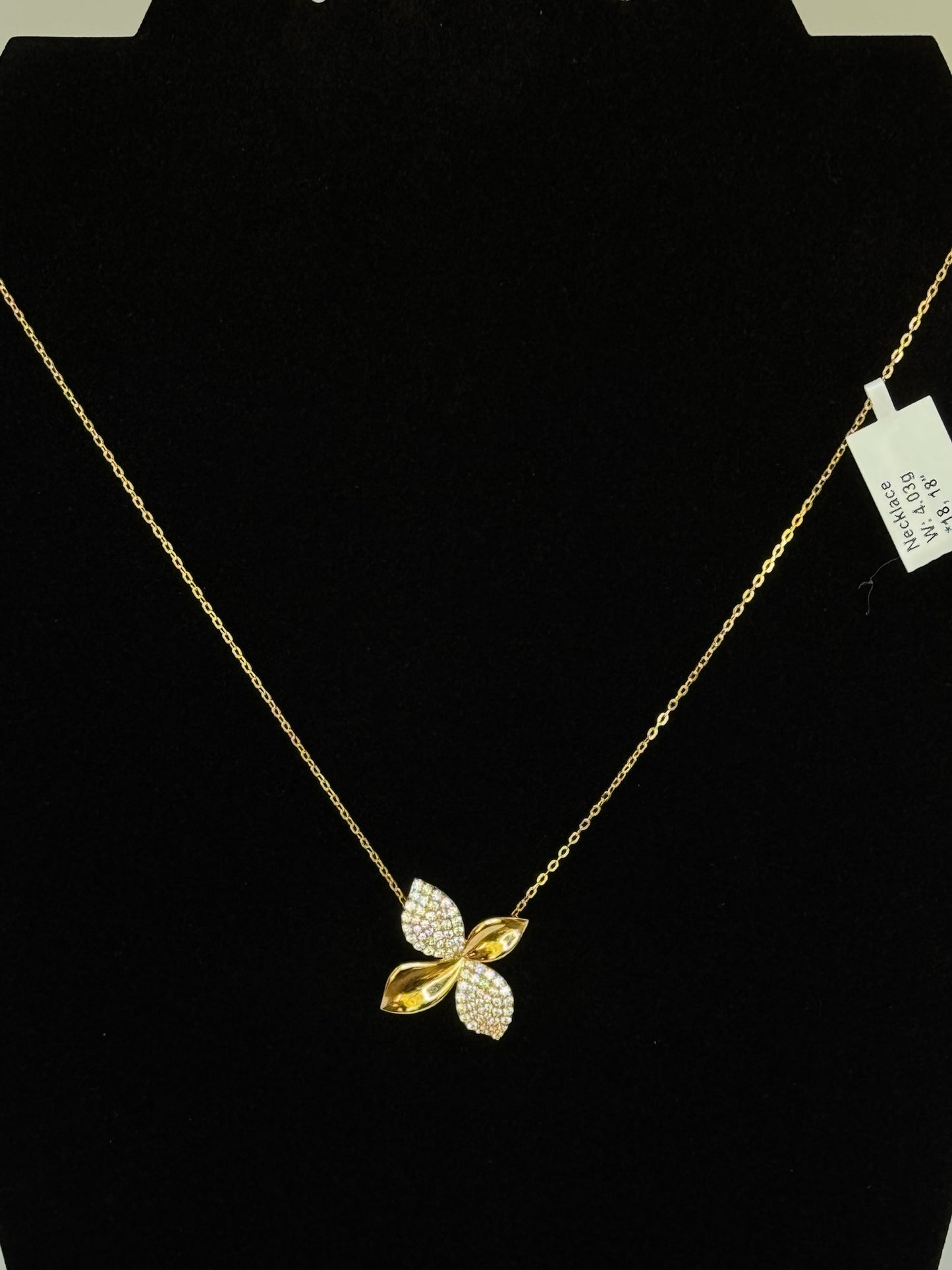 Flower Necklace 18k Yellow Gold 18 inches