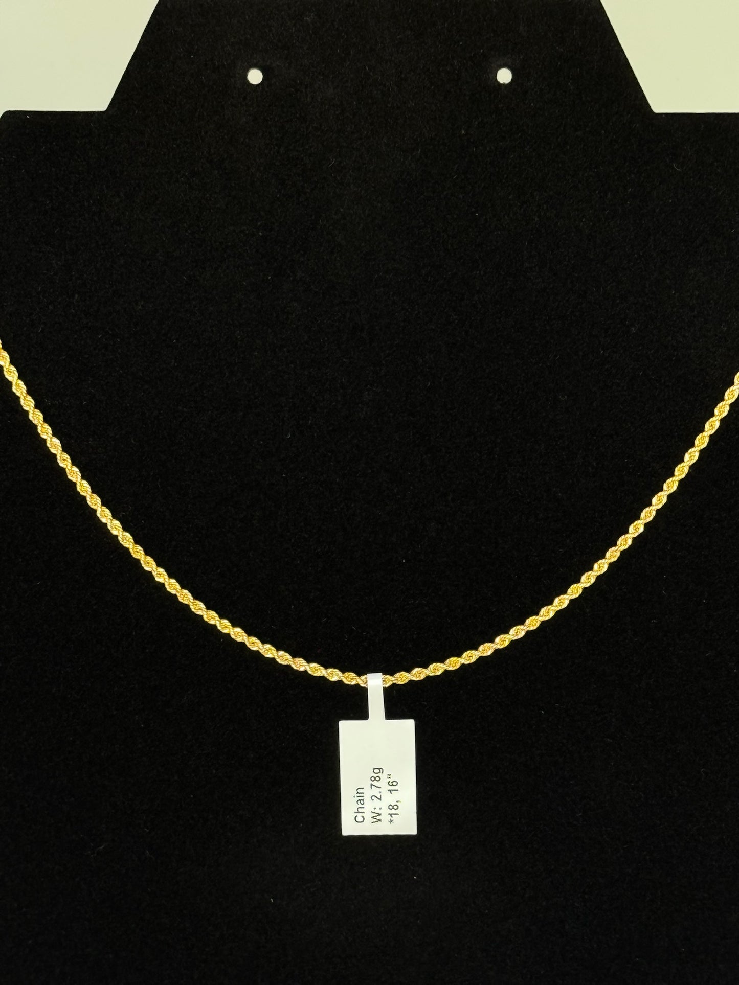 Rope Necklace 18k Yellow Gold 16 inches