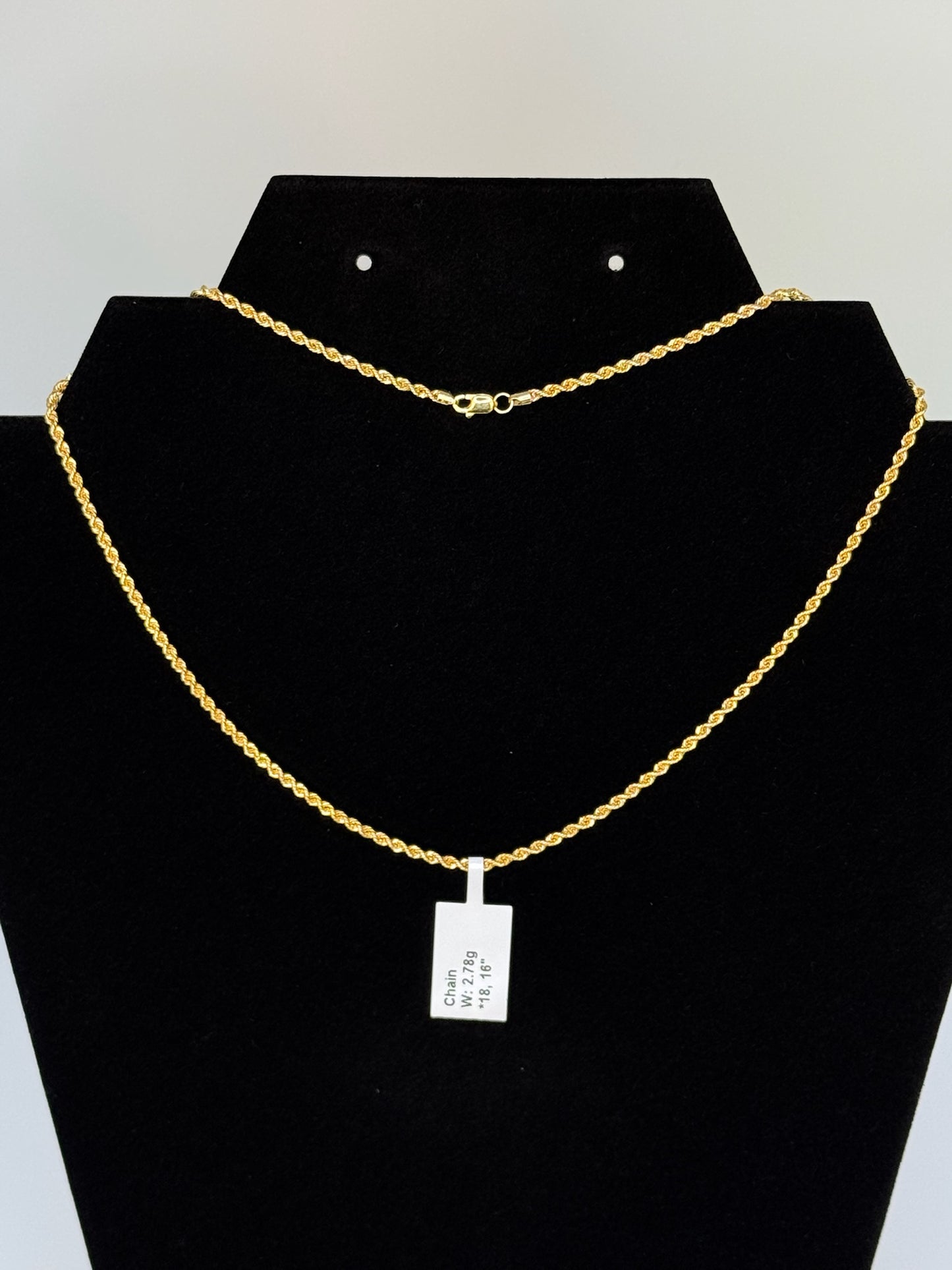 Rope Necklace 18k Yellow Gold 16 inches