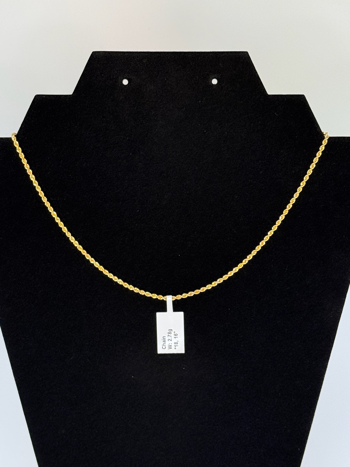 Rope Necklace 18k Yellow Gold 16 inches