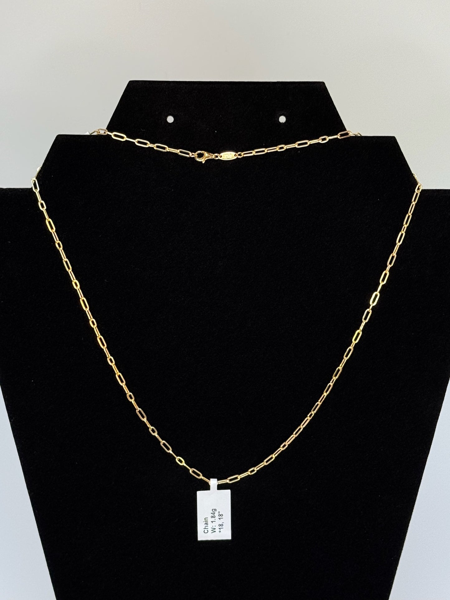 Paperclip Necklace 18k Yellow Gold 18 inches