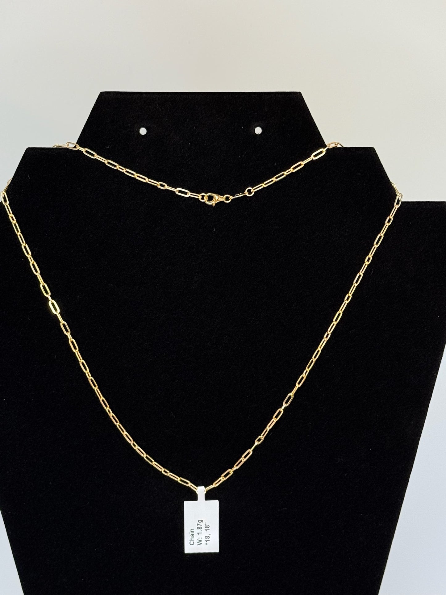 Paperclip Necklace 18k Yellow Gold 18 inches
